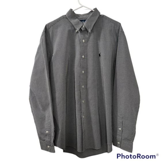 Ralph Lauren Mens Black Blaire Gingham Check LS Custom Fit Shirt Size XL - Picture 1 of 10
